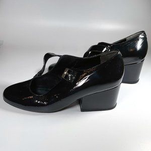 Robert Clergerie "Mett" block-heeled Mary Janes, black patent, size EU 39.5/US 9